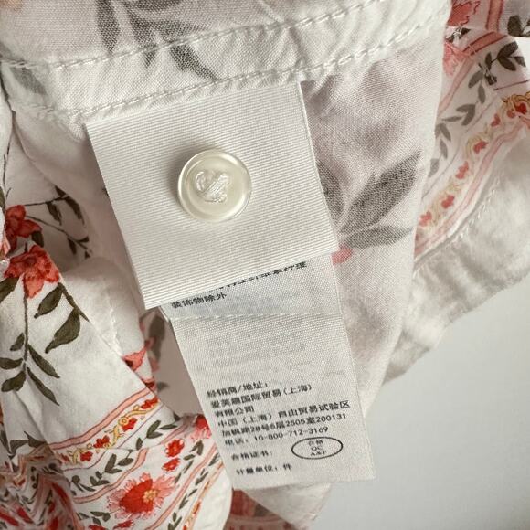 Amercrombie & Fitch Men's White Orange Hawaiian Floral Camp Short Sleeve Shirt - Picture 4 of 8